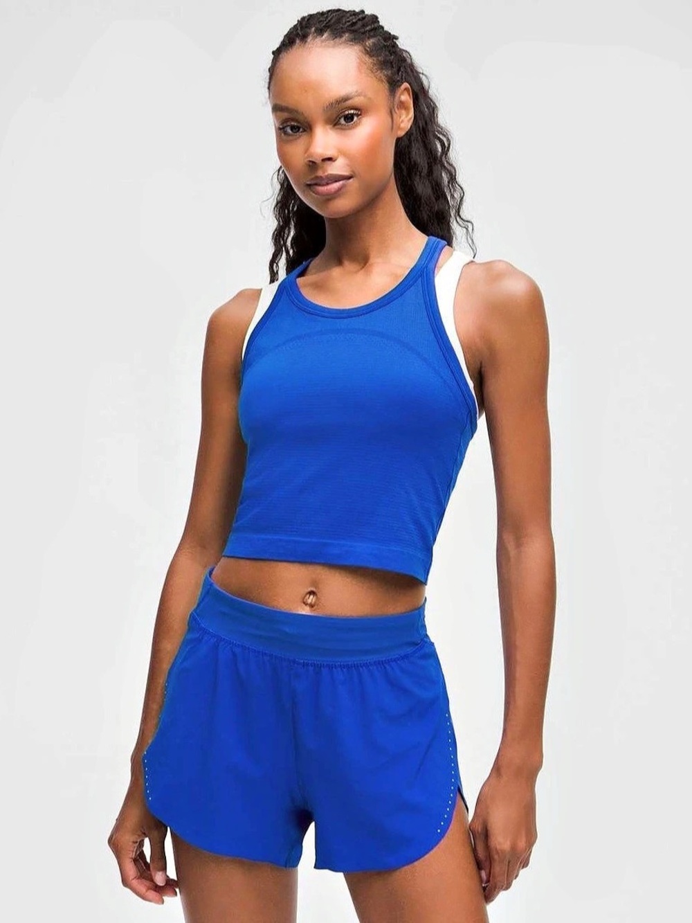 lululemon blue swiftly cropped tank sz 8